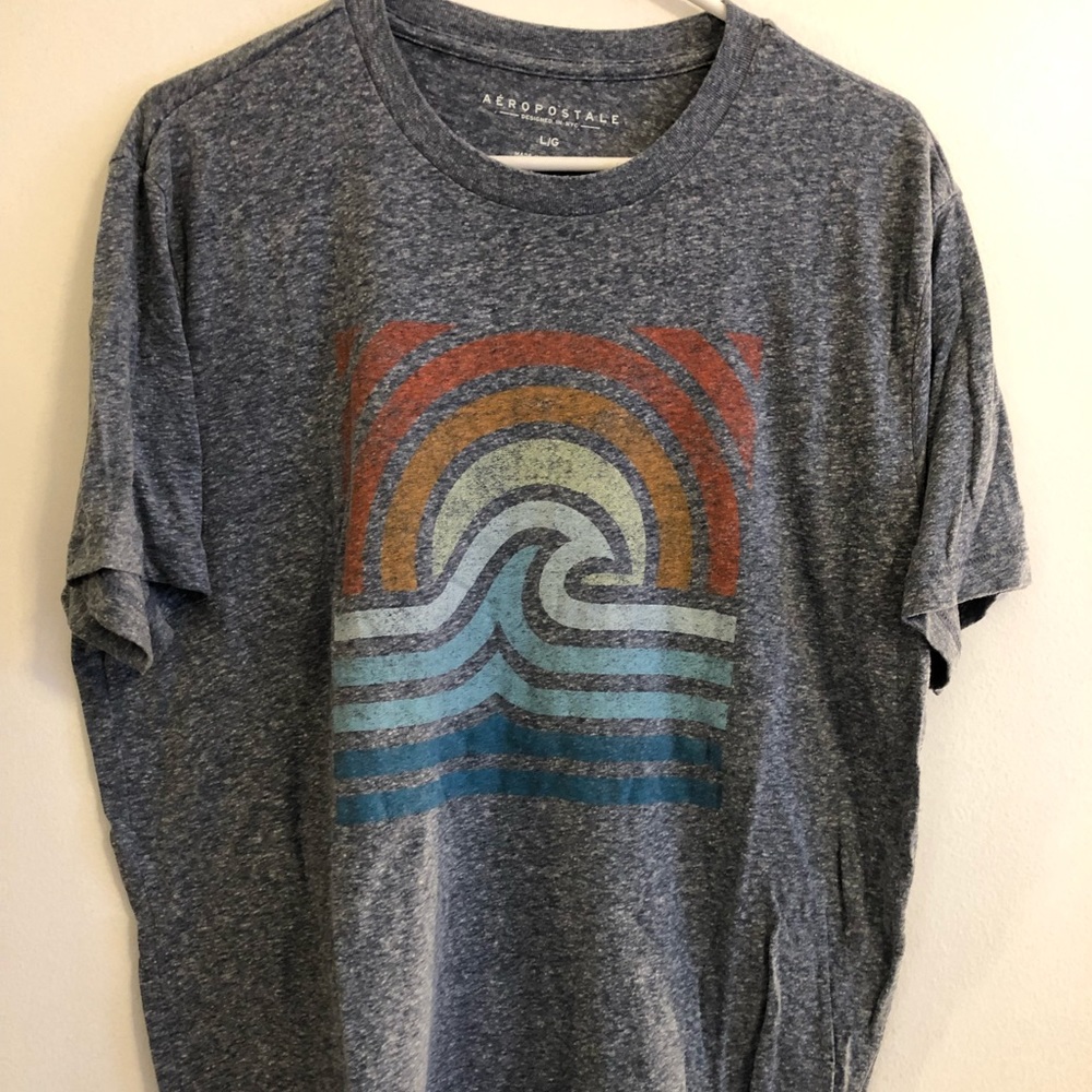 Aeropostale Grey Wave Logo T-Shirt